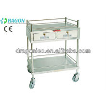 DW-TT207 treatment trolley with two drawers stainless steel trolley medical cart
